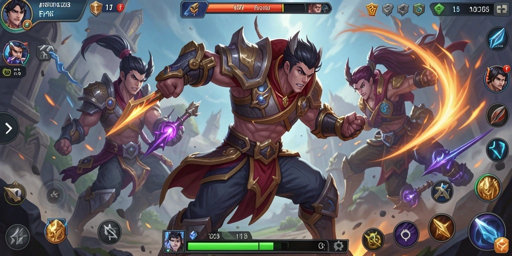 Screenshot menunjukkan pertempuran seru dalam game MOBA.