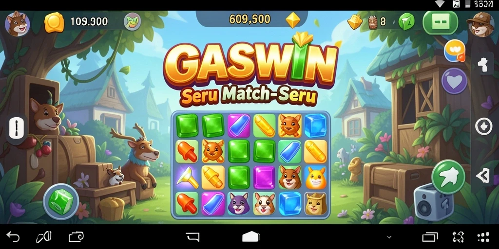 Tampilan gameplay GASWIN dengan kombinasi warna yang cerah dan tantangan menarik.