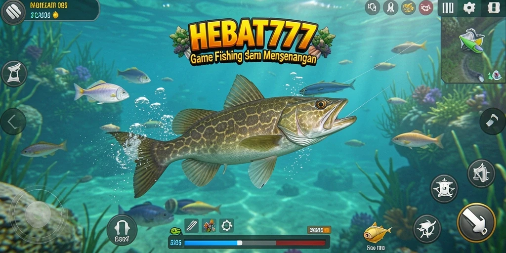 Screenshot HEBAT777 menampilkan gameplay ikan yang seru dan penuh warna.