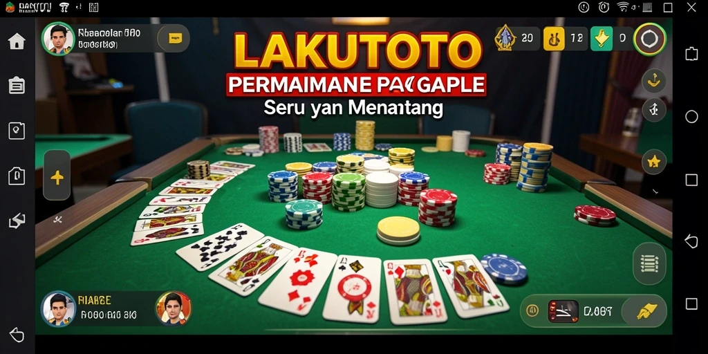 Screenshot menunjukkan gameplay seru LAKUTOTO dengan suasana permainan Gaple.