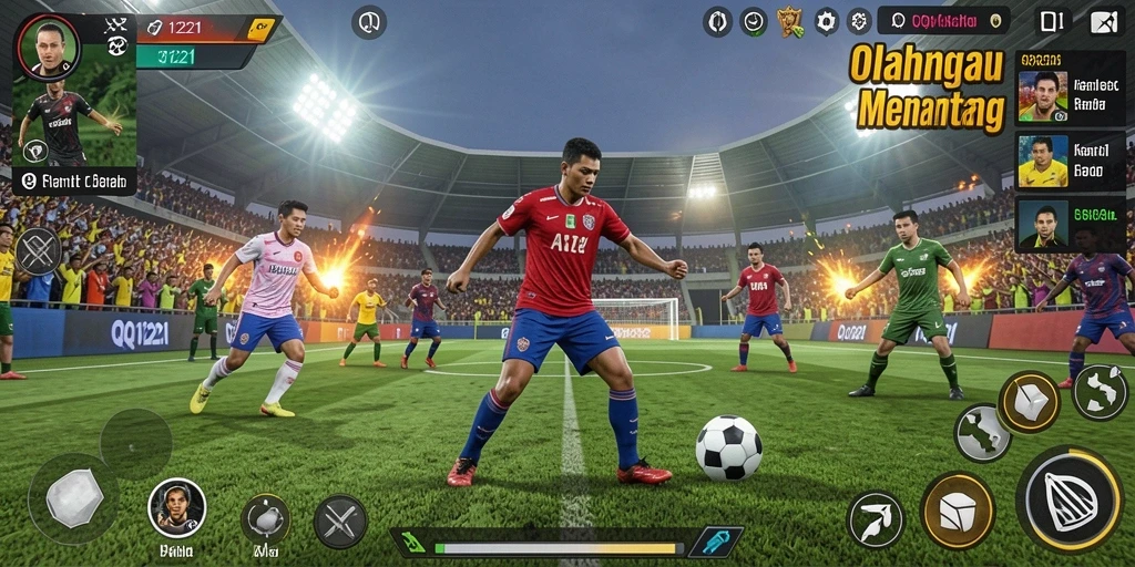 Screenshot gameplay QQ1221 yang menunjukkan aksi mendebarkan dalam olahraga.