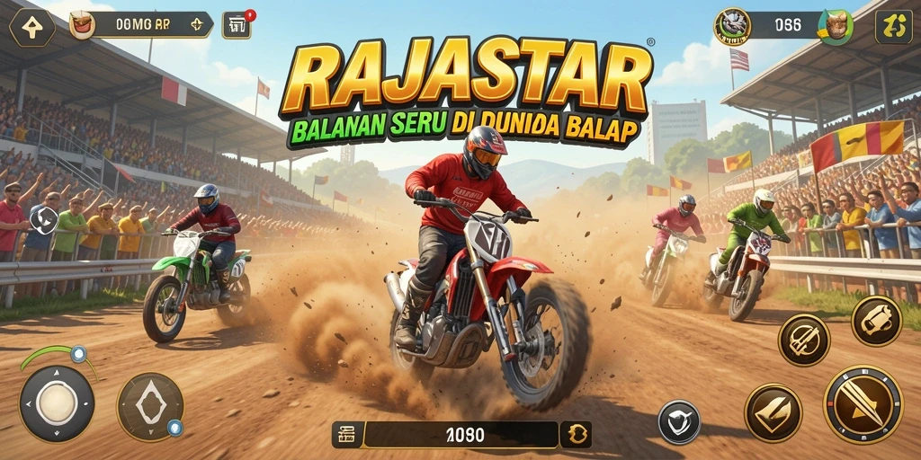 Tangkapan layar gameplay menampilkan balapan seru di RAJASTAR.