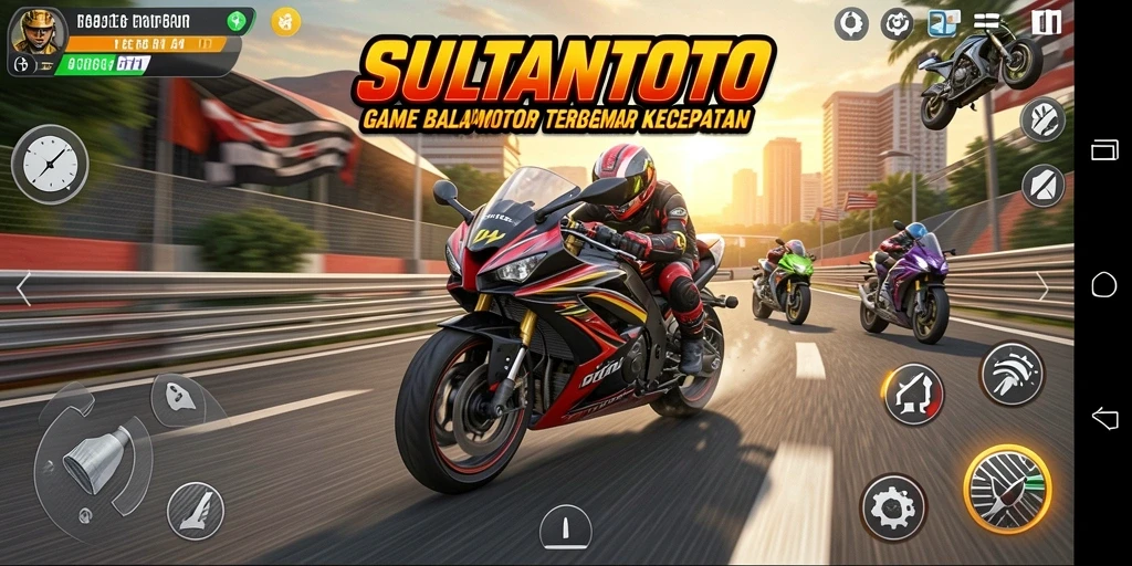 Gameplay SULTANTOTO yang seru dan mendebarkan saat balapan motor.