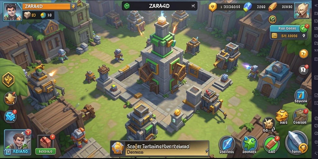 Screenshot menunjukkan aksi mendebarkan permainan Tower Defense ZARA4D.